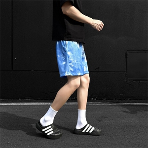 夏季新款潮牌扎染裤子潮流百搭沙滩裤阔腿休闲五分短裤K8717-P27图片