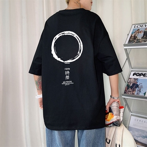 夏季大码港风oversize日系经典时差运动短袖纯棉T恤T17-P30图片