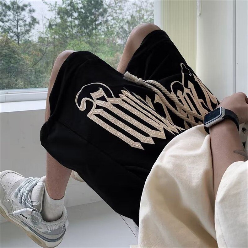 短裤男美式高街休闲字母印花帅个性2026夏新款ins五分裤K3838-P31，男装休闲裤，星座412-2