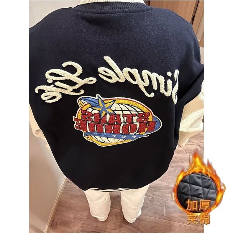 美式印花刺绣棒球服卫衣男女春秋季运动宽松球衣长袖上衣JWT76，女装职业装，星座1116A（原606A-3）