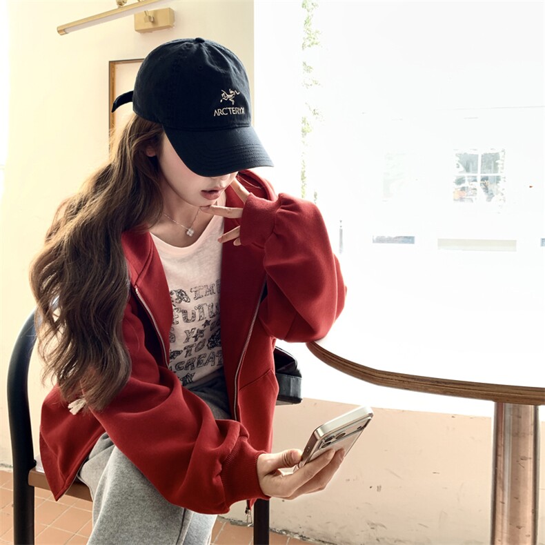 新款有货春季休闲红色卫衣外套5509P135K208,女装卫衣/绒衫,2C176