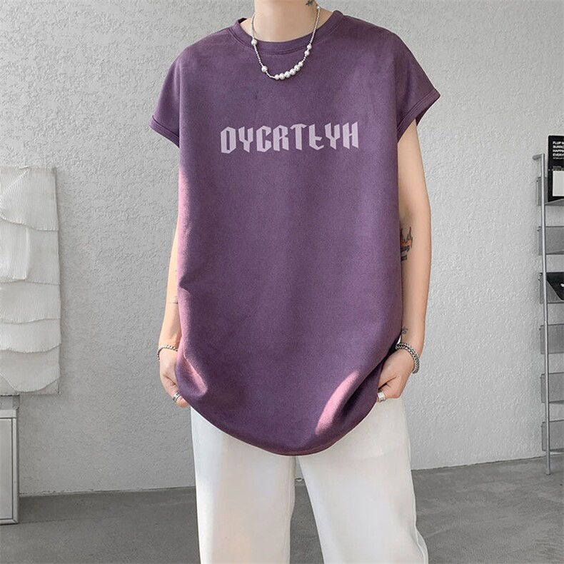 短袖背心男夏季新款港风宽松鹿皮绒圆领套头大码坎肩T9933-P19，男装背心/马甲，星座214-3