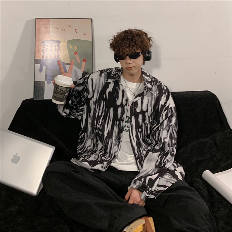 秋季条纹条纹衬衫男高级感日系复古D328-C2406-P55,男装衬衫,电商D328
