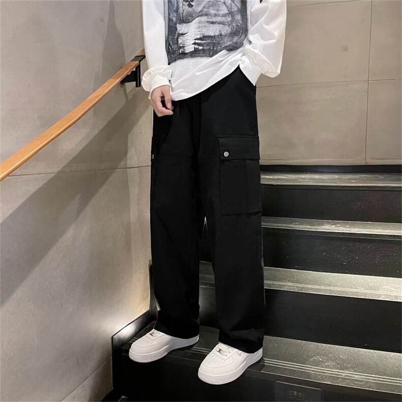 工装裤子男日系街头潮牌宽松休闲裤cityboy直筒情侣裤子QK15-P38,男装工装外套,星座1008-1