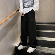 工装裤子男日系街头潮牌宽松休闲裤cityboy直筒情侣裤子QK15-P38，男装工装外套，星座1008-1