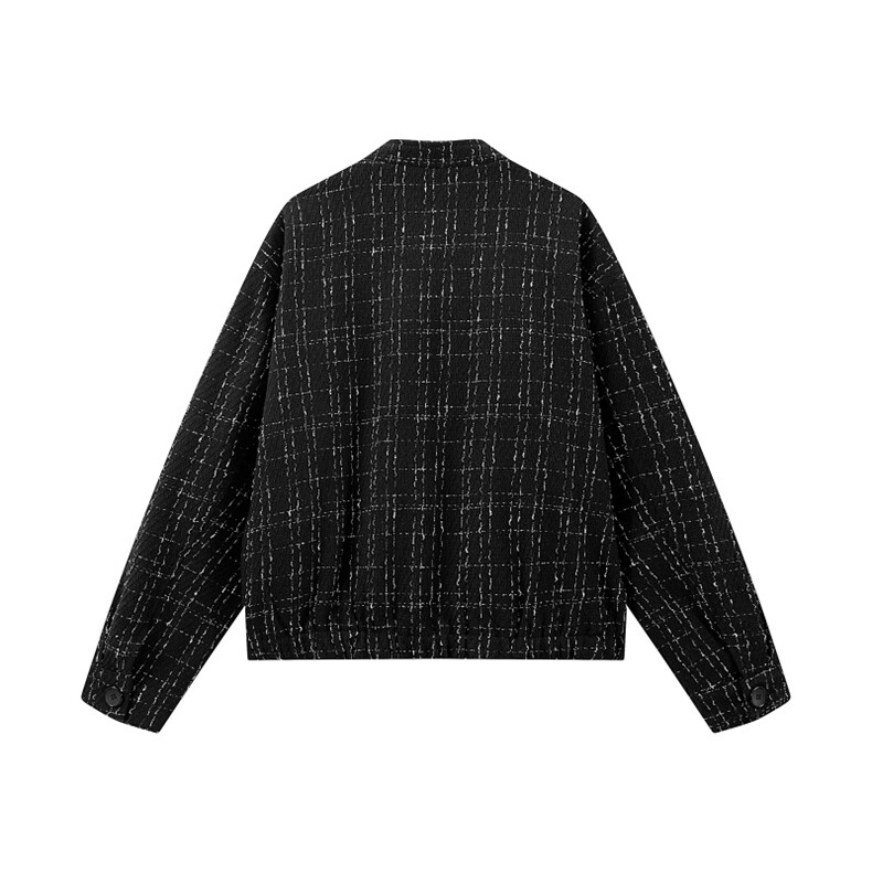 XF2623/P75春装小香风西服男短款夹克格子新中式西装痞帅立领外套,男装夹克,电商A141