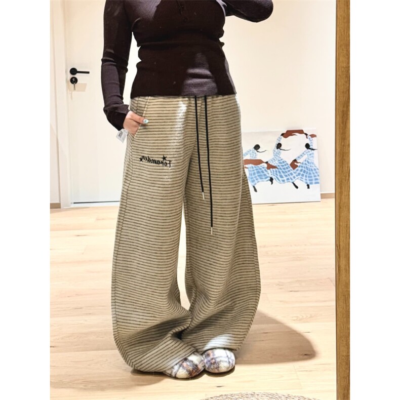 阔腿裤女春秋垂感宽松bf慵懒休闲直筒运动裤潮KZ0128-P58图片