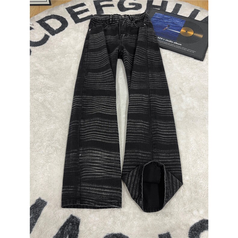 B221 美式ins高街暗黑个性重工艺直筒牛仔裤LK26645-特P46控78图片