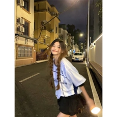 2025新款美式潮牌字母印花短袖T恤男款夏季ins潮牌宽松休闲上衣，男装T恤，星座506A