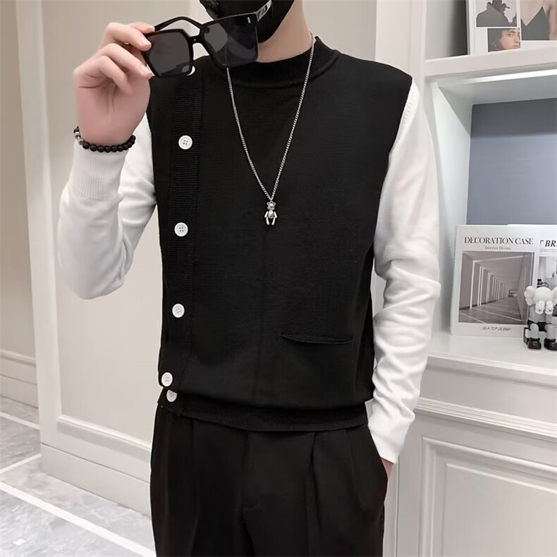 高级感毛衣男秋冬季打底衫痞帅线衣2024新款男装潮牌假两S548-P48,男装针织衫/毛衣,星座1109-3