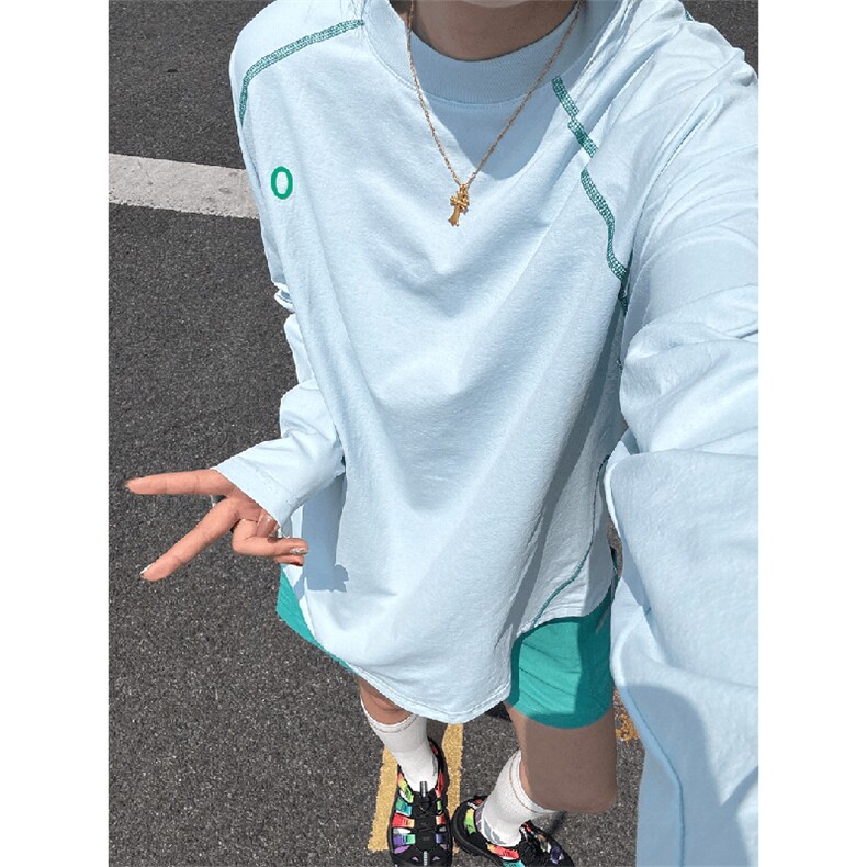 美式高街解构工艺速干长袖T恤男女款防晒罩衫户外运动潮牌骑行服,男装防晒衣,电商A486