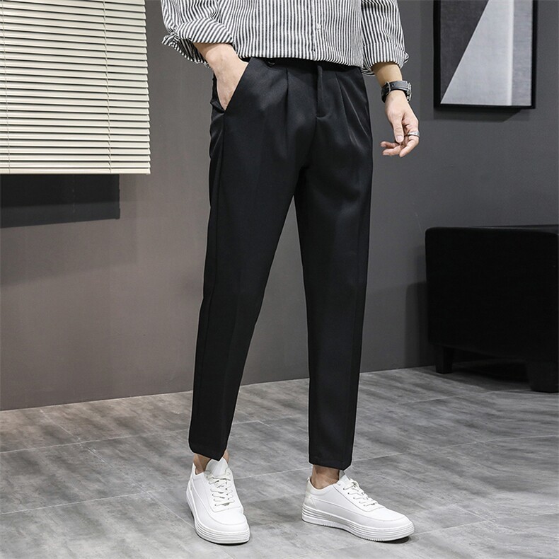 裤子男韩版潮流春夏季新款九分小西裤男士修身垂感西装裤休闲长裤，男装西裤，星座505-2（原电商A260-1)