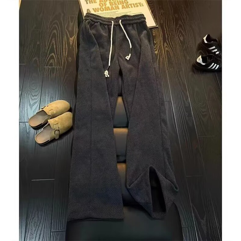 黑色加绒针织裤男女加厚美式运动卫裤SLK63P45,男装休闲裤,星座1112-1