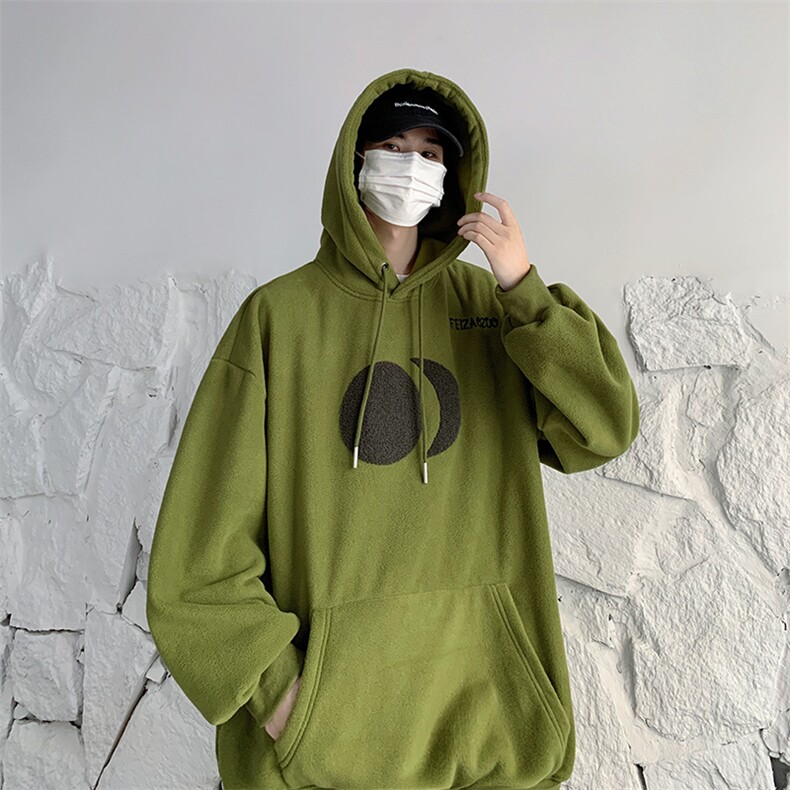 HD1427-TP75控价98冬季摇粒绒卫衣毛巾绣男港风连帽套头外套,男装卫衣,电商A102-1