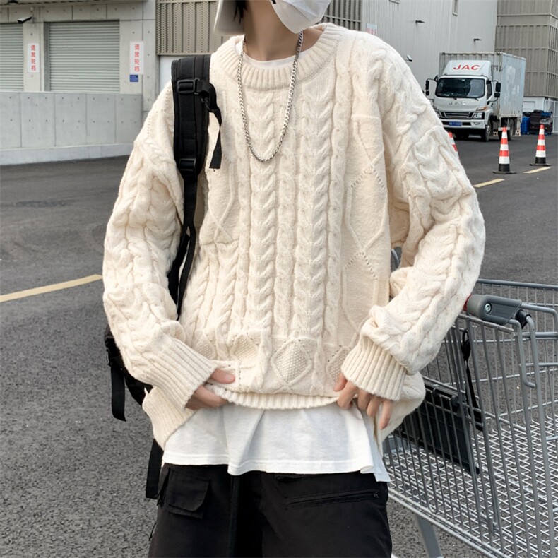 麻花辫针织衫男韩版潮流帅2023冬季新款ins宽松毛衣外套MZ048-P50,男装针织衫/毛衣,星座412-3