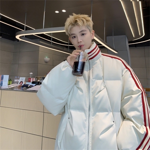 特P95控158168三条杠棉服冬外套情侣格子棉衣立领面包服MY243图片