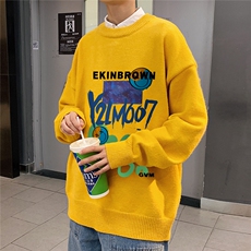 1港风新款宽松休闲中性情侣潮流印花毛衣男外套7692P48加绒P55，男装针织衫/毛衣，星座226-2