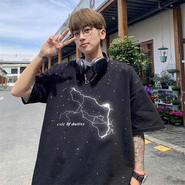 量大优供抖音视频 支持得物配合二开美式满天星亮片短袖T恤MTX150图片