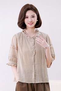优雅蕾丝拼接宽松显瘦短袖衬衫女夏季新款甜美百搭上衣图片