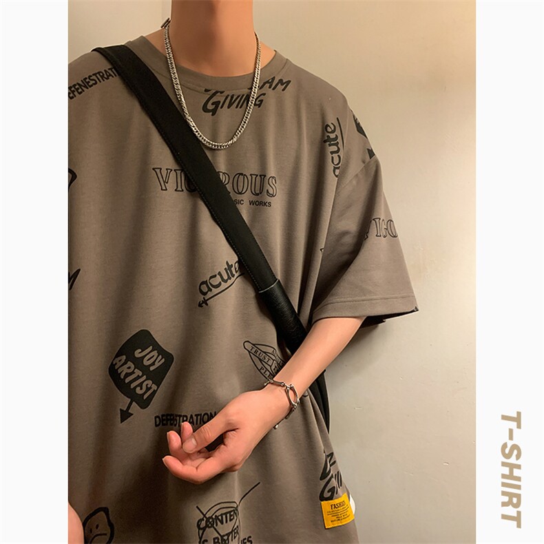 冰氧仿短袖港风暖光夏季休闲百搭趣味印花男上衣TC3156-P25控48,男装T恤,星座717