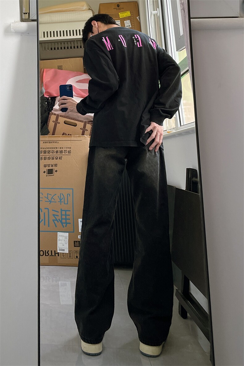 B221美式ins高街暗黑光版修身微喇牛仔裤LK23137-P55控78,男装牛仔裤,电商B221
