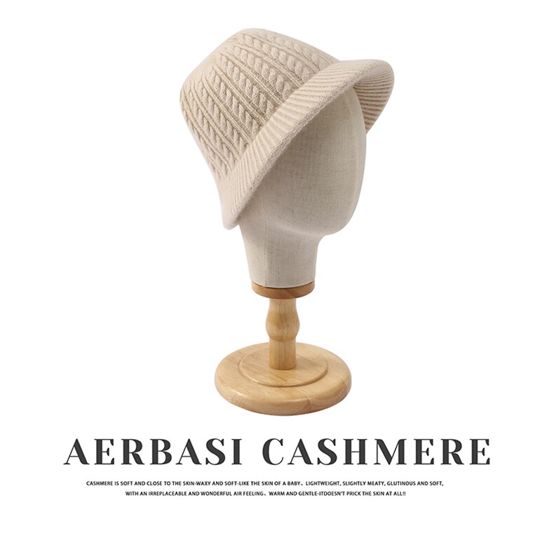 时尚保暖羊绒针织帽秋冬必备小麻花带檐帽优雅百搭显脸小，帽子，蒙娇羊绒
