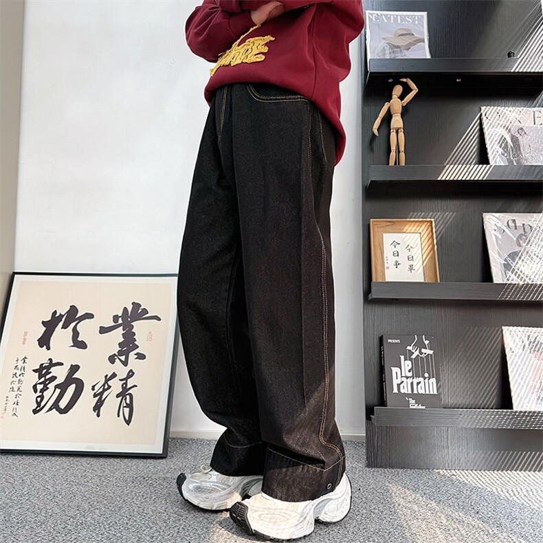 CK01/P78控108秋季中性风美式复古洗水直筒牛仔裤男女可穿黑首,男装牛仔裤,星座305B-1