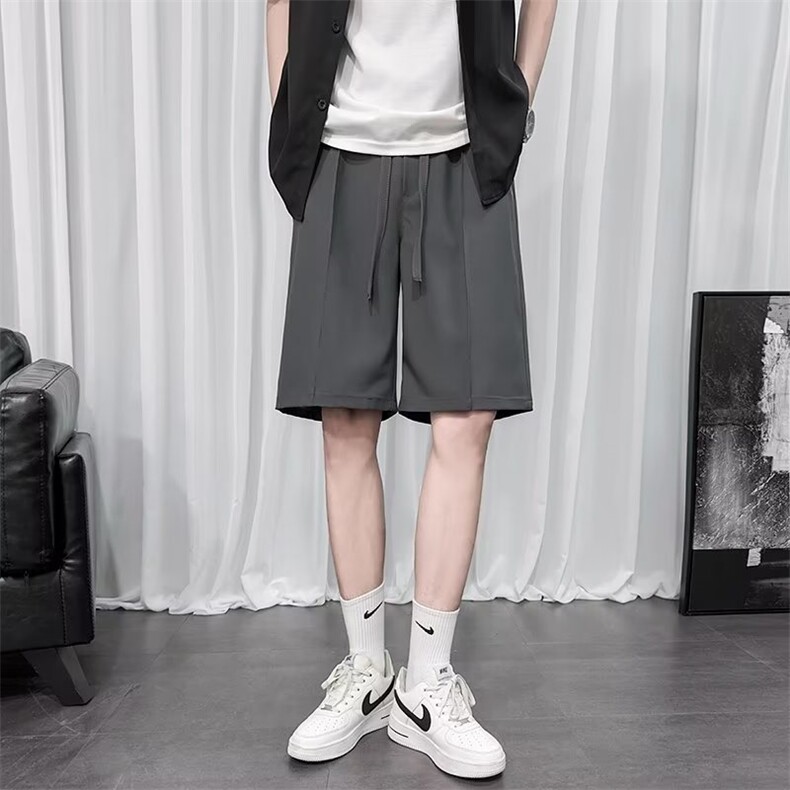 垂感休闲西装短裤男夏季宽松裤子潮流外穿大裤头男款五分西裤图片