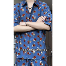 1短袖衬衫男+短裤男套装男聚酯纤维M-5XL大码TZ78702P50控98，男装牛仔裤，星座226-2
