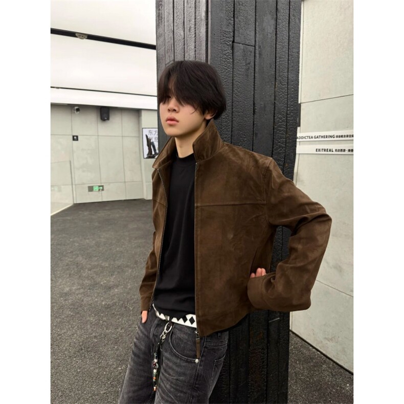 网图短款麂皮绒夹克秋季时尚外套1209-1-JK27-P78,男装夹克,星座1209-1
