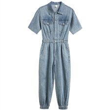 天丝牛仔连体裤女薄款2025夏季新款时尚洋气减龄小个子工装连衣裤，女装连体裤，微微衣阁