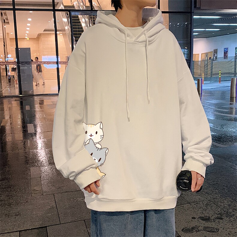 WY2164-P35加绒款-P40纯棉连帽卫衣男大码运动帽衫宽松薄外套男,男装卫衣,电商A040