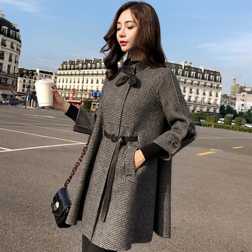 纯色九分袖通勤暗扣2022年秋季纽扣,女装毛呢外套,秋水欣儿