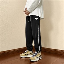 2024秋冬新款港风撞色条纹宽松束脚休闲运动裤K229-P45，男装休闲裤，星座914-3