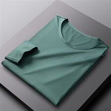长袖t恤男士2023春秋季新款款潮流休闲宽松圆领纯色打底衫上衣T恤图片