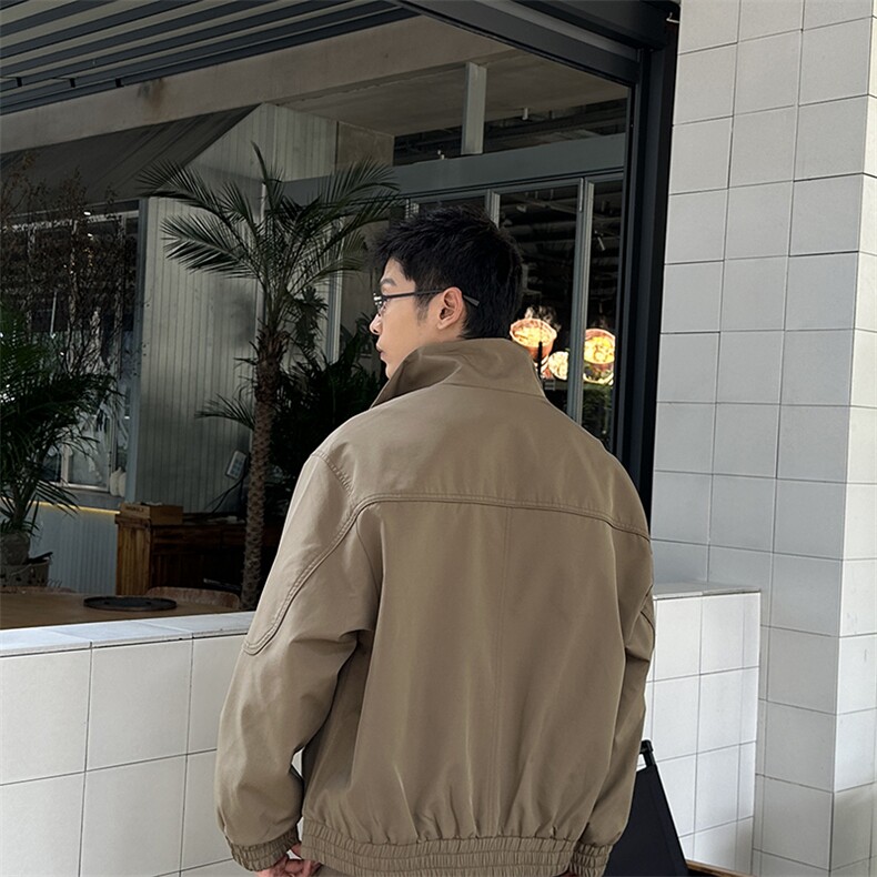 秋季2025老钱风抖音纯色休闲立领夹克店主风A236-82509-P135,男装夹克,电商A236