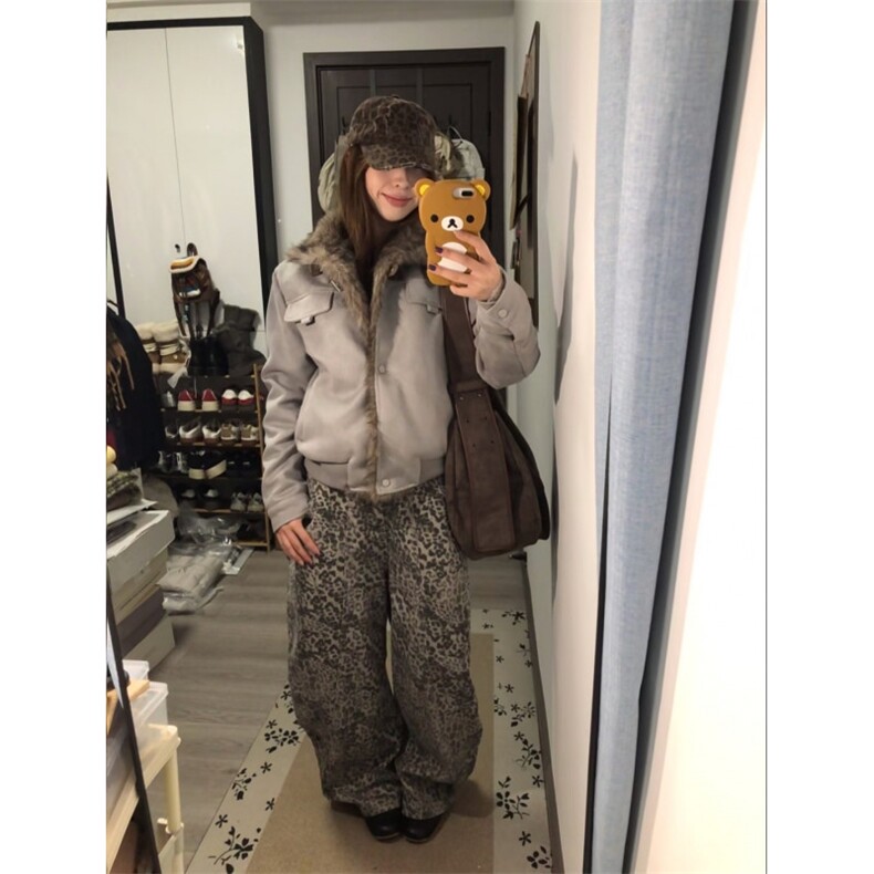 鹿皮绒双层加绒内里座山雕黑色灰色潮流加厚外套男女款ZS600P101,女装短外套,星座1112-1