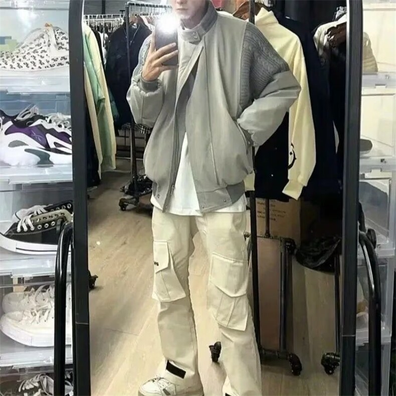 网图飞行员夹克男潮牌s针织拼接外套春秋宽松痞帅棒球服WT22-P65,男装夹克,星座1001-1