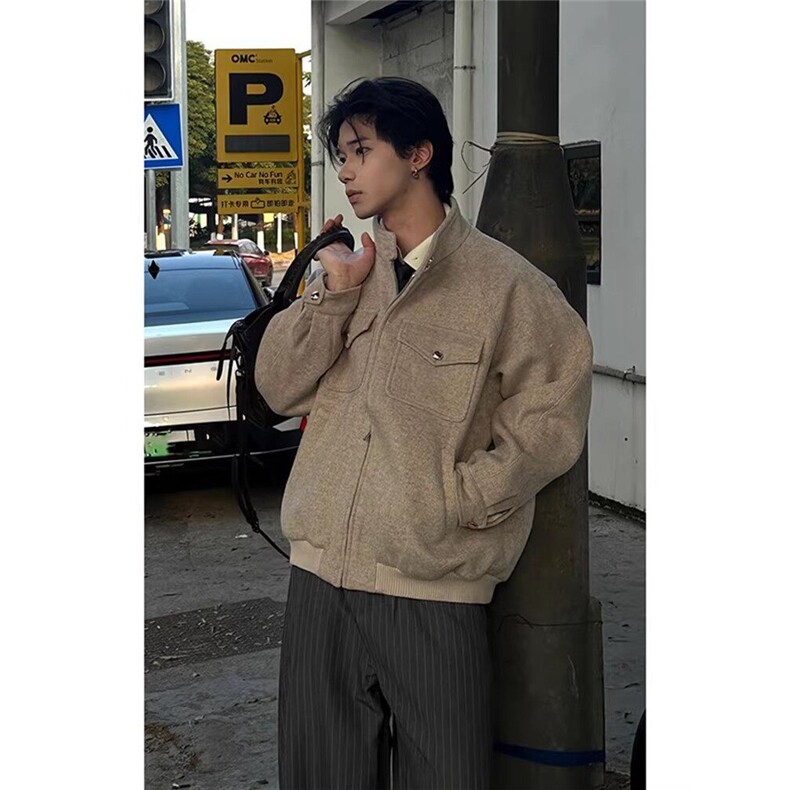 有货。毛呢夹克男美式潮牌哈灵顿工装呢子外套W6970-P85,男装夹克,星座412-3