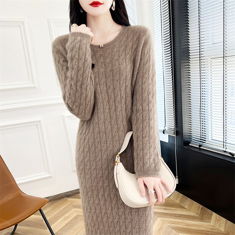 女士秋冬柔软贴肤羊毛连衣裙羊毛，女装连衣裙，蒙莲贝斯