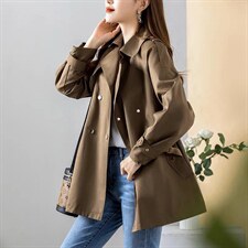 腰带款风衣，女装风衣，时代公主