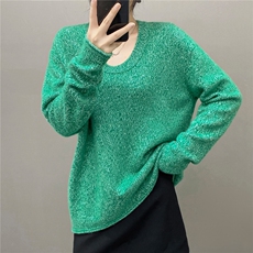 2025百搭时尚简约花纱u领羊绒衫，女装羊绒衫，国旺羊绒