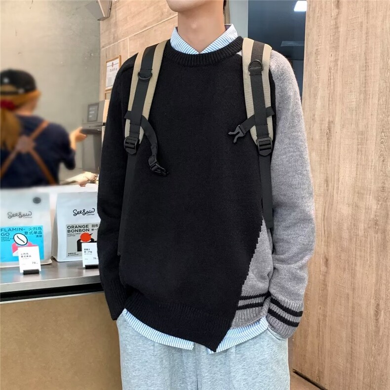 拼色美式休闲针织毛衣男秋冬潮牌高级感男士内搭打底衫上衣,男装针织衫/毛衣,星座716-4