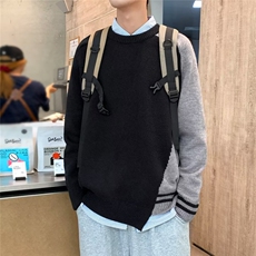 拼色美式休闲针织毛衣男秋冬潮牌高级感男士内搭打底衫上衣，男装针织衫/毛衣，星座716-4