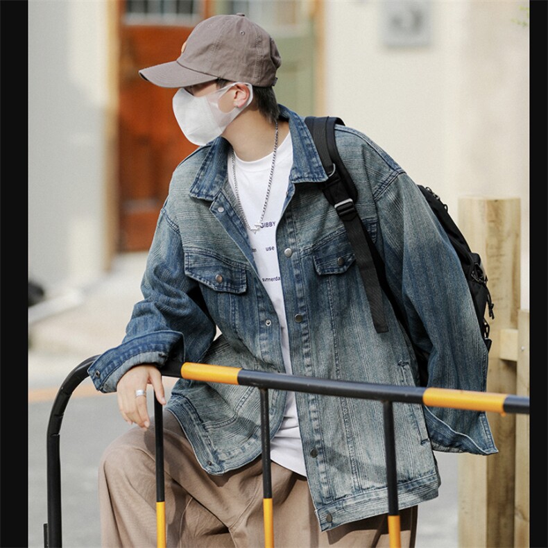 牛仔外套男韩版潮流高街帅气2023秋冬季新款ins宽松夹克W4339-P65，男装大码男装，星座412-3