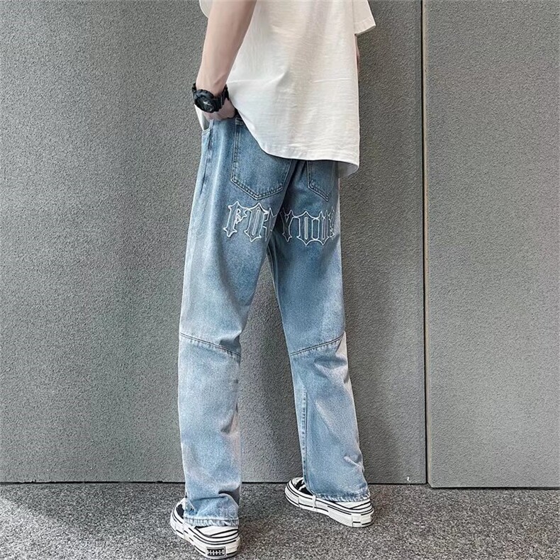 牛仔裤男夏季潮牌大码休闲裤子高街设计感N9001P43，男装牛仔裤，星座1116-2