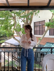 秋冬百搭浪漫莱赛尔荷叶边领设计感气质长袖衬衫，女装衬衫，湘姗