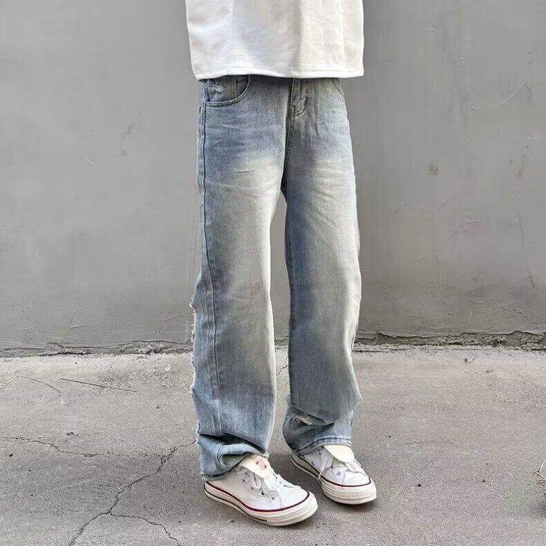美式街头破洞牛仔裤男夏季高街vibe复古水洗直筒长裤LB30700-p49,男装牛仔裤,星座1008