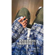 控价69港风格子衬衫宽松外套男女衬衣百搭格子外套CS2427P45，男装衬衫，电商A128