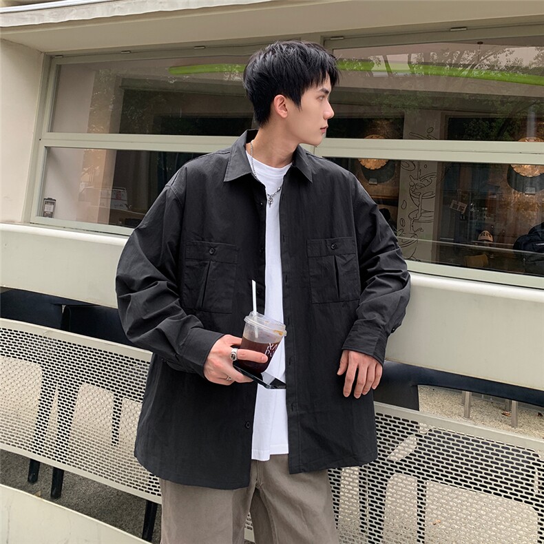 已下单24081-P55棉锦普洗面料秋季韩版休闲宽松长袖衬衫男士大码,男装衬衫,电商B280-1（原A049）